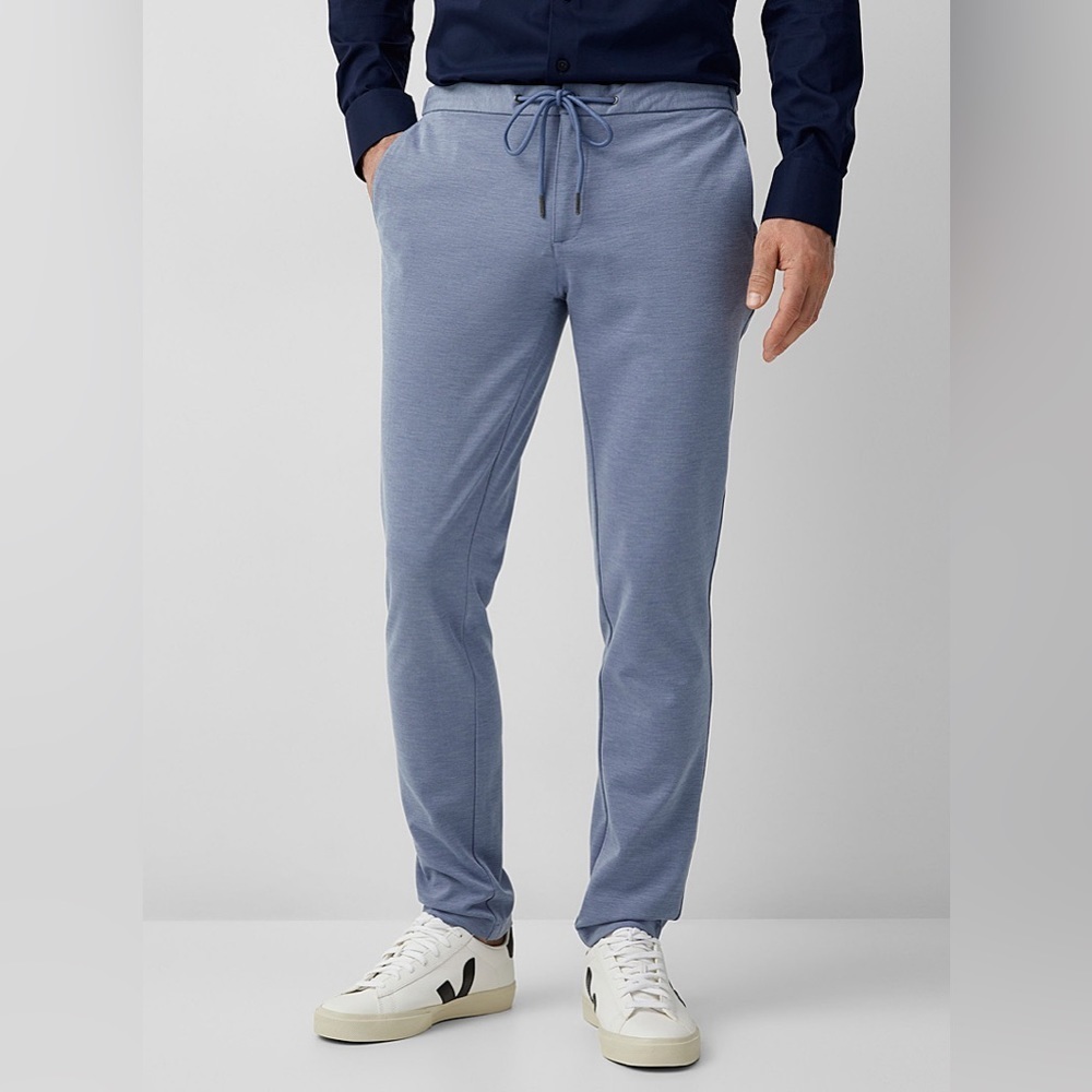 Soul of London men’s light blue chambray knit pants slim fit